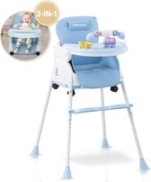 Twinky® Kinderstoel – 2-in-1 Kinderwagen Set – Blauw – Inklapbare Eetstoel & Baby Wagentje en Babystoel Voor Aan Tafel  –  Kinderzetel, Peuterstoeltje en Meegroeistoel  in 1