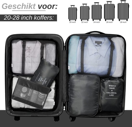 VAIVE Packing cubes - Koffer Organizer set - Bagage Organizers - Compression Cube - Travel Backpack Organizer