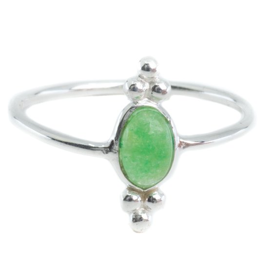 Edelsteen Ring Smaragd (gekleurd) – 925 Zilver – Fancy (Maat 17)