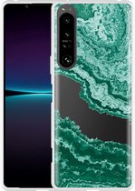 Sony Xperia 1IV Hoesje Turquoise Marble Art Designed by Cazy