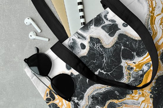 Sac bandoulière - Sac de plage - Shopper Marble - Goud - Wit - 40x40 cm - Sac coton