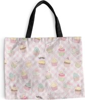 Schoudertas - Strandtas - Shopper Cupcakes - Valentijn - Liefde - Design - 50x40 cm - Katoenen tas