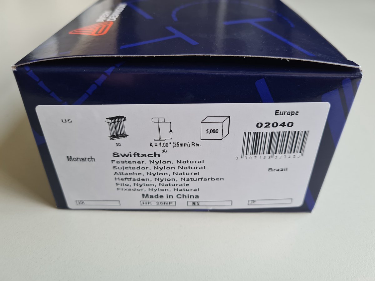 Avery Dennison Textielpins/Riddersporen - Nylon 25mm standaard - 5000 stuks per doosje - nr. 02040
