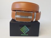 Unisex - Lederen riem met automatische sluiting - bruin caramel