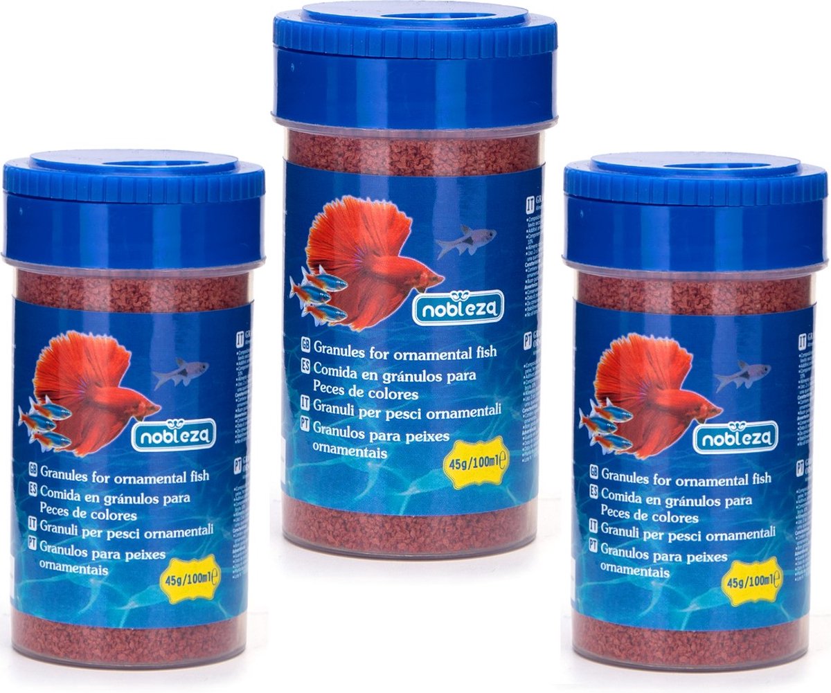 Nobleza vissenvoer - voer kleine tropische - aquariumvissen - korrels - 3 x 45 gr