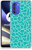 Back Case Siliconen Hoesje Motorola Moto G51 5G Telefoonhoesje Cracks Blue