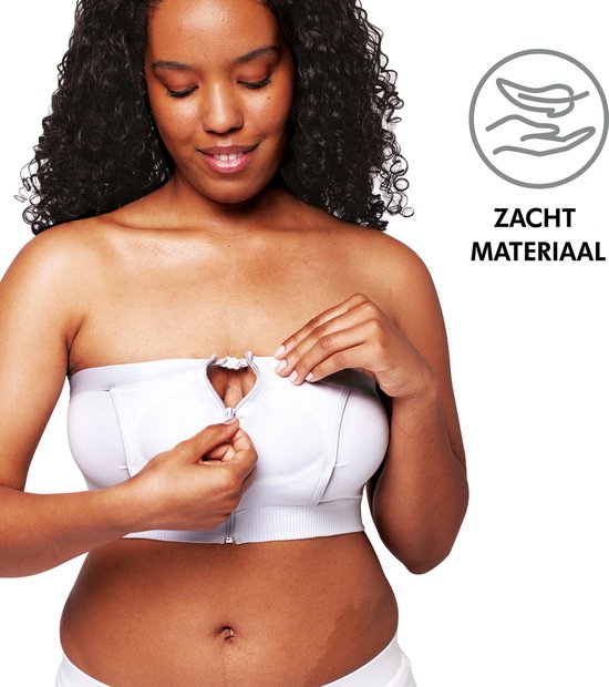 Medela Hands-free™ kolf bh - Kolf bh voor handsfree kolven - Easy Expression bustier - Stretch - Extra zacht - Met ritssluiting - Wit - Maat S