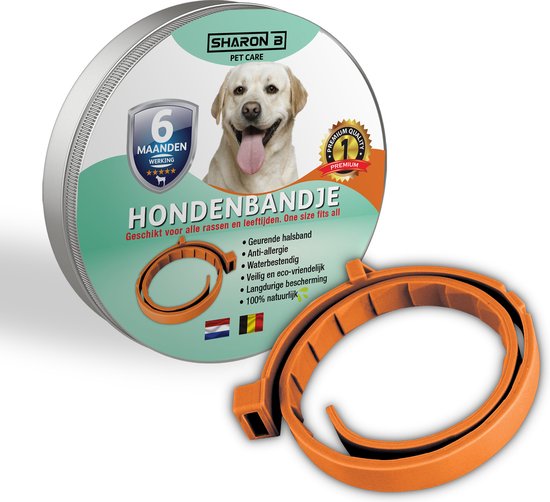 100% natuurlijke vlooienband voor honden - oranje - teken en vlooien - bevat géén schadelijke pesticiden als Fibronil, Flumetrine, Imidaclorid of Diazinon - geur halsband