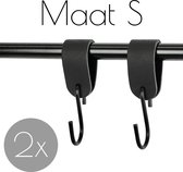 2x Leren S-haak hangers - Handles and more® | ZWART - maat S (Leren S-haken - S haken - handdoekkaakje - kapstokhaak - ophanghaken)