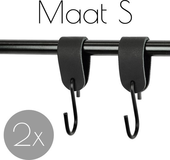 2x Leren S-haak hangers - Handles and more® | ZWART - maat S (Leren S-haken  - S haken... | bol.com