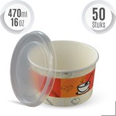Soepbeker to go met Deksel 50 Stuks 470ml composteerbare soepkommen wegwerp yoghurtbeker 16OZ kraft stapelbaar
