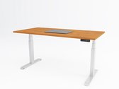 Tri-desk Premium | Elektrisch zit-sta bureau | Wit onderstel | Kersen blad | 160 x 80 cm