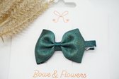 Haarstrikken Satijn Metallic Mini - Groen - Haarclip - Glitter - Baby shower - Bows and Flowers