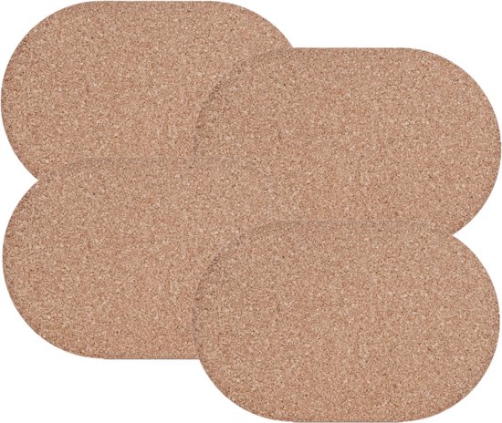 Set de table de 8x liège avec sets de table cirés 29 x 44 cm - Repas / petit déjeuner