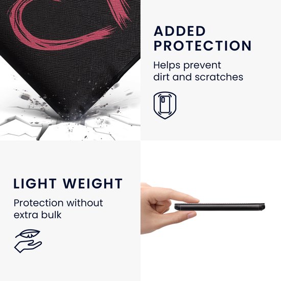 kwmobile e-reader hoesje geschikt voor Amazon Kindle Paperwhite hoes - E reader flip case met magnetische sluiting - Ereader cover - Abstract hart design in oudroze / poederroze / zwart — afbeelding 5