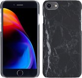 Hoes Geschikt voor iPhone SE 2022 Hoesje Marmer Case Marmeren Cover Hoes Hardcover - Zwart