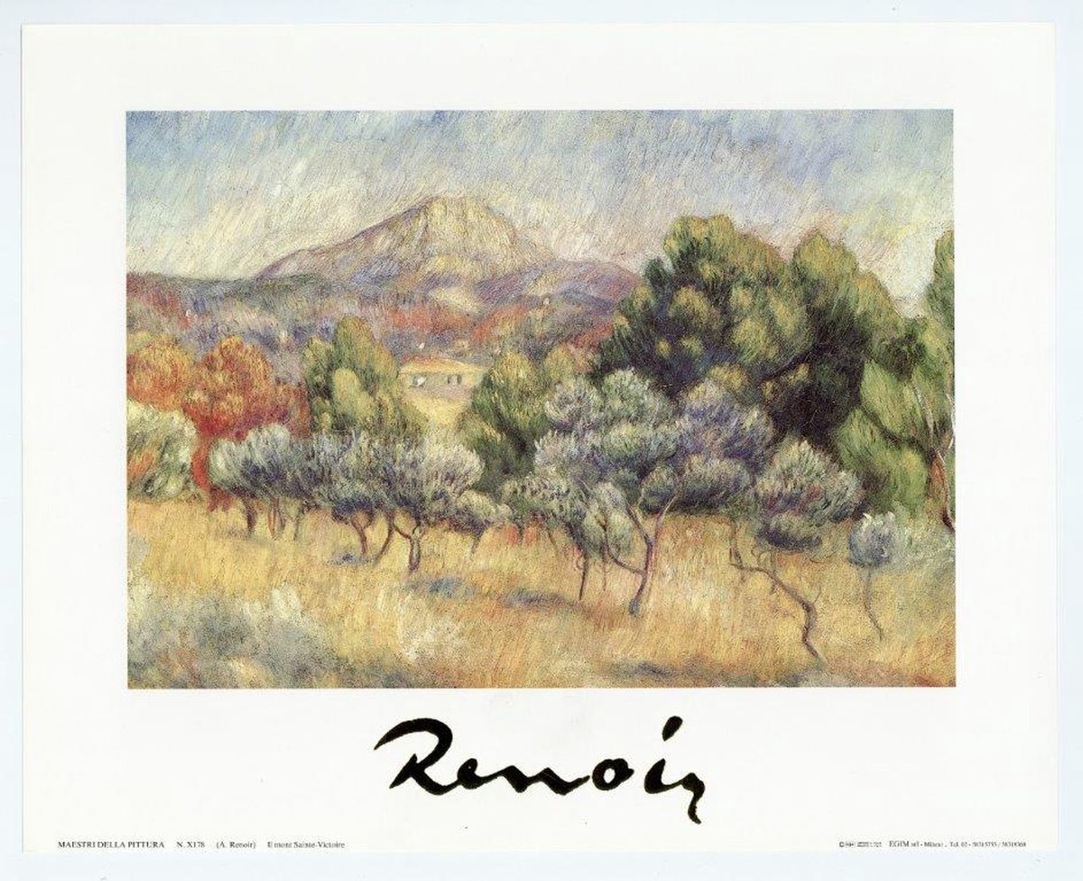 Mini kunstposter - Montagne Sainte-Victoire - Pierre Auguste Renoir - 24x30 cm