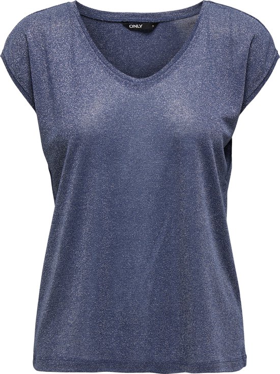 Onlsilvery S S V Neck Lurex Top Black main image 1