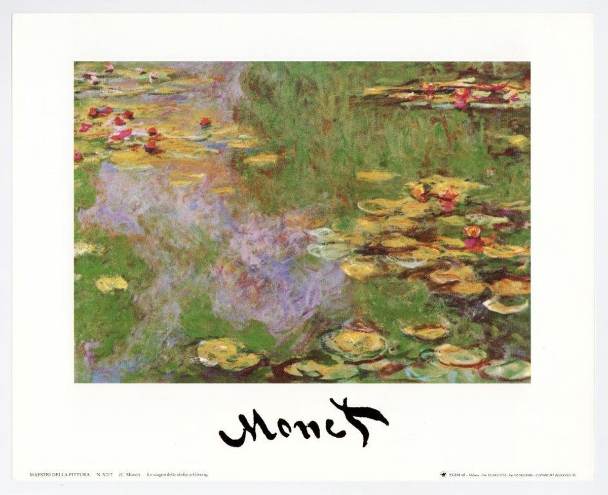 Catch Projecten Mini kunstposter - Waterlelievijver bij Giverny - Claude Monet - 24x30 cm Multicolor