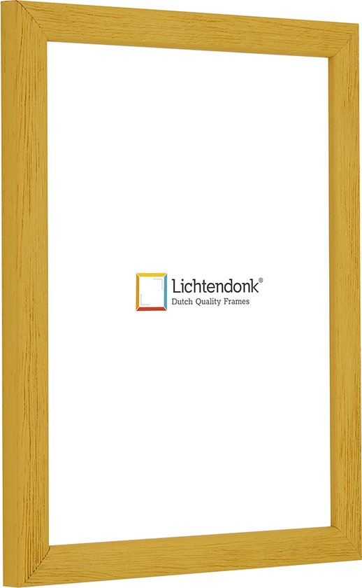 Fotolijst - Fotokader - Okergeel - Halfrond met zichtbare houtnerf - Fotomaat 20x60 - Ontspiegeld glas - Art.nr. 1055005920601