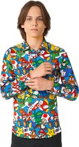 OppoSuits Lange Mouwen Overhemd Super Mario Teen Boys - Tiener Overhemd - Casual Gaming Nintendo Shirt - Meerkleurig - Maat EU 170/176