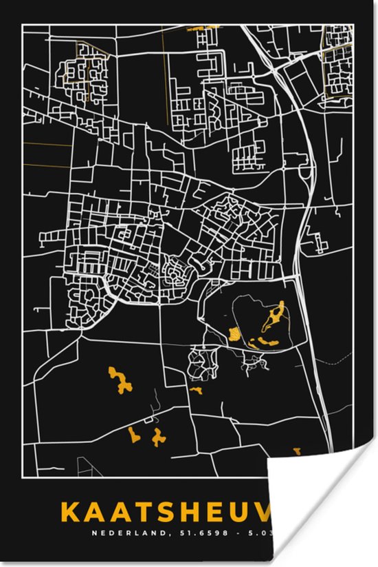 Poster Kaatsheuvel Plattegrond Kaart Stadskaart Black Gold X Cm Bol Com