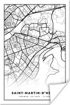 Affiche Plan de ville – Plan d'étage – Plan – Saint- Martin-d'Hères - France - Zwart et blanc - 60x90 cm