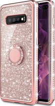 Samsung Galaxy S10 Magnetische Back cover - Roze - Glitter - Soft TPU