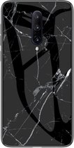 Nokia OnePlus 7 Pro Backcover - Zwart / Wit - Marmer - Gehard Glas