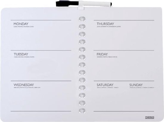 BIROYAL Magnetische maandplanner en weekplanner, afwasbaar, 40 x 30 cm, magneetbord, koelkast, acryl, magneetbord, kalender, acryl met 6 markers voor huishoudplanning, voedselplanner
