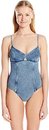 Seafolly Deja Blue Maillot - Sexy Dames Denim Blauw Maillot - Maat 36