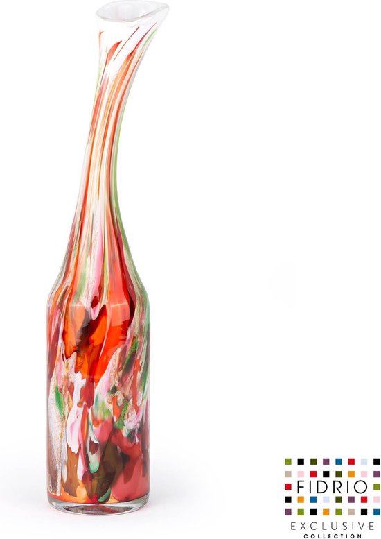 Design  fles Bottle - Fidrio MIXED COLOURS - glas, mondgeblazen - hoogte 40 cm