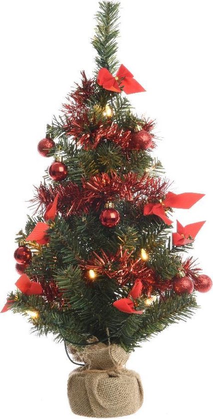 Kleine versierde kerstboom mini 60 cm red | bol.com