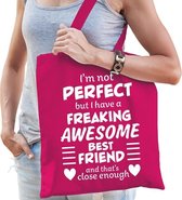 Freaking awesome best friend / geweldige beste vriend cadeau tas roze voor dames - kado tas / tasje / shopper