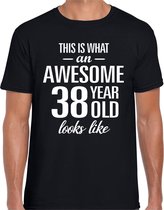 Awesome 38 year - geweldig 38 jaar cadeau t-shirt zwart heren -  Verjaardag cadeau XL