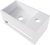 Wiesbaden Julia Solid Surface Fontein Met Handdoekhouder Kraangat Rechts 356x203x159mm Wit