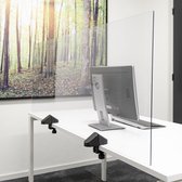 Scheidingsscherm plexiglas 58x160 cm voor bureau/tafel, inclusief bureauklemmen dubbel bureau