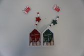Huisjes kerstballen set (2 stuks)