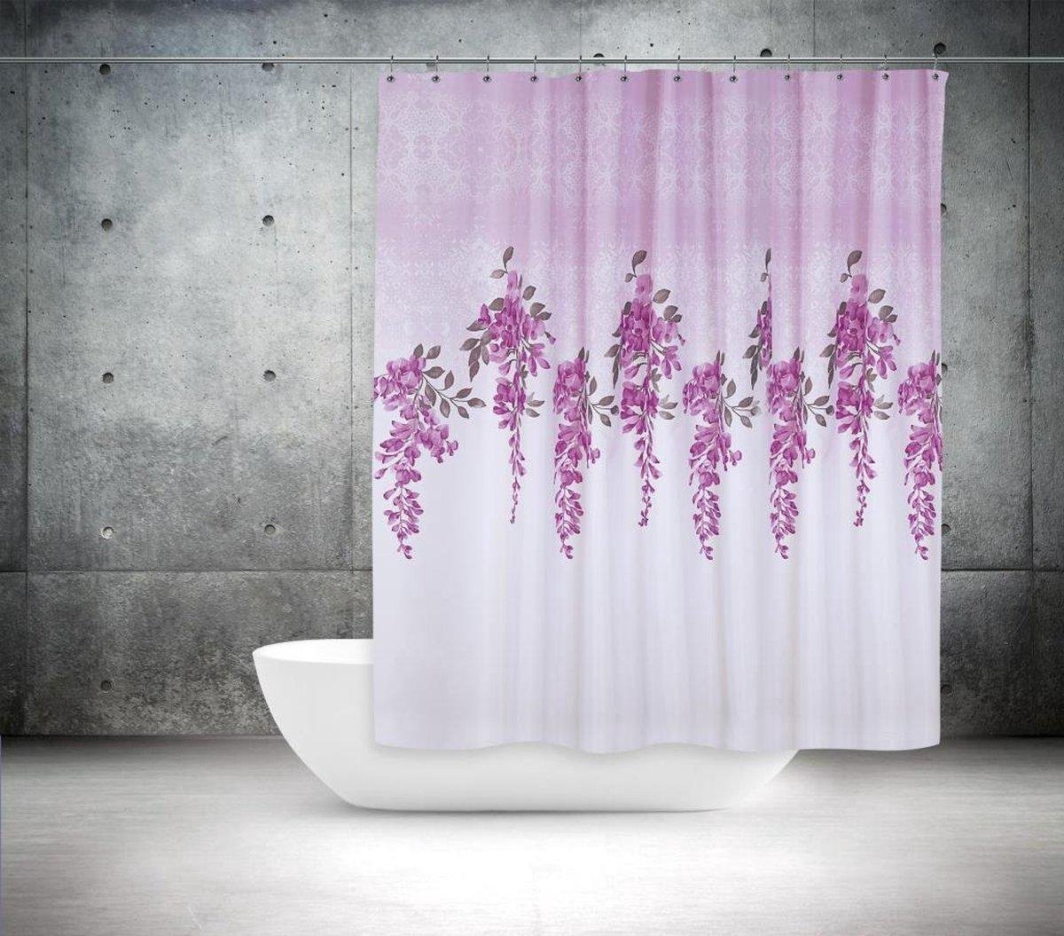 Modern abstract patroon douchegordijn met haken, badkamerdecoratie, artistiek design, hedendaagse badkamerscheiding (180 x 183 cm/oogjes