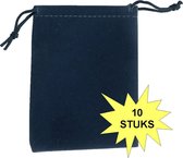 Fako Bijoux® - Fluweel Cadeau Zakjes - Velours - 7x9cm - Donkerblauw - 10 Stuks