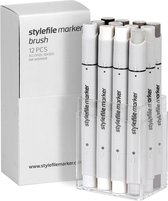 Stylefile Twin Marker Brush 12er Set Warm Grey