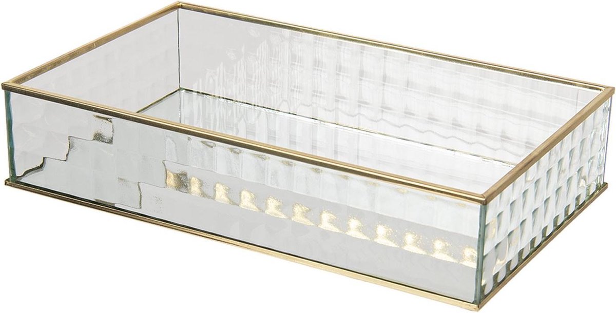 Clayre & Eef Sieradendoos 29*17*6 cm Glas Rechthoek Juwelendoos Sieradenbox Sieradenkist