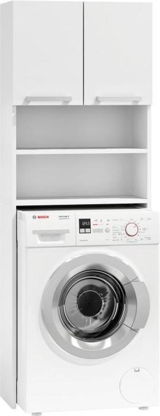 Wasmachine kast - 4 schappen & 2 deuren - wit