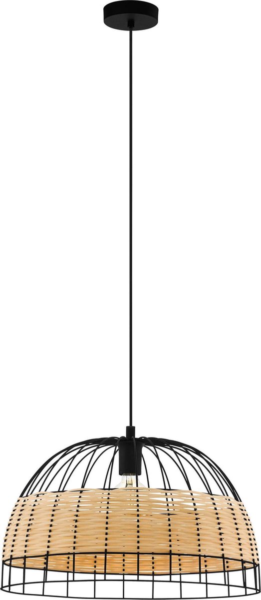 EGLO Anwick - Hanglamp - E27 - Ø 50 cm - Zwart/Rotan