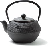 Tealøv THEEPOT GIETIJZER 1,1 Liter | GIETIJZEREN THEEPOT Arare in Japanse Stijl | Met Uitneembare Roestvrijstalen Theezeef | Binnenzijde Volledig Geëmailleerd | Zwart