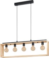 EGLO Famborough - Hanglamp - E27 - 100 cm - Zwart/Hout