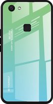 Voor Vivo V7 Gradient Color Glass Case (Sky Blue)