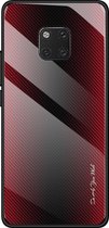 Voor Huawei Mate 20 Pro Texture Gradient Glass beschermhoes (rood)