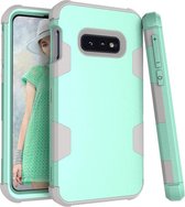 Contrasterende kleur siliconen + pc schokbestendig hoesje voor Galaxy S10e (mint)