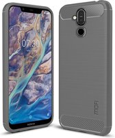 MOFI geborsteld textuur koolstofvezel TPU Case voor Nokia 8.1 / X7 (grijs)